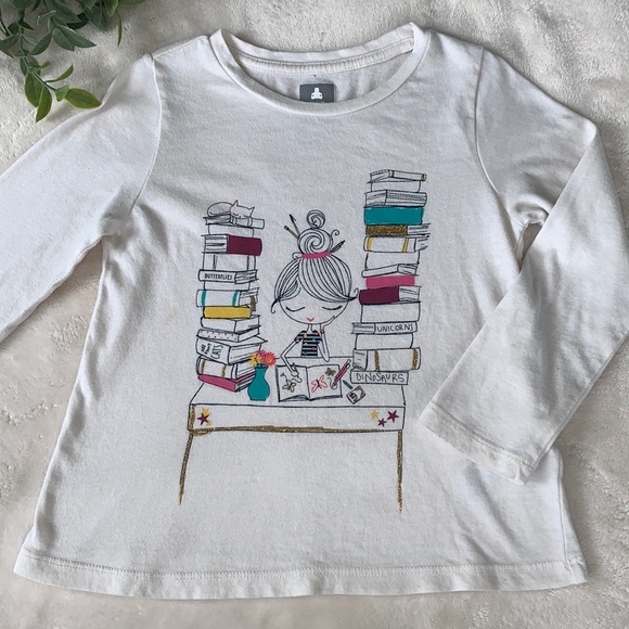 GAP Other - Gap Girl 4 Long Sleeve Off White Top School Books GUC
